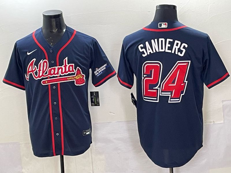 Men Atlanta Braves Nike #24 Sanders Blue 2025 MLB Jersey 01->atlanta braves->MLB Jersey